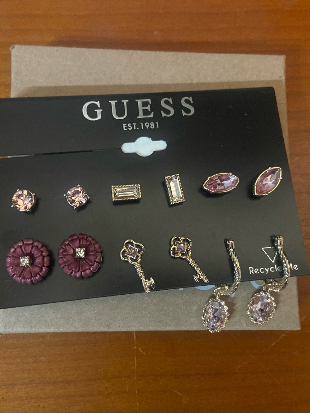 GUESS Purple and Gold Multi-Pair Earring Set